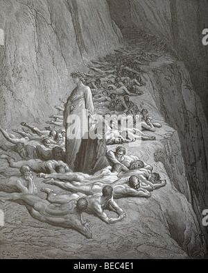 L'illustration de Gustave Dore 'l'Avare - Adrian V' de la Divine Comédie de Dante Banque D'Images