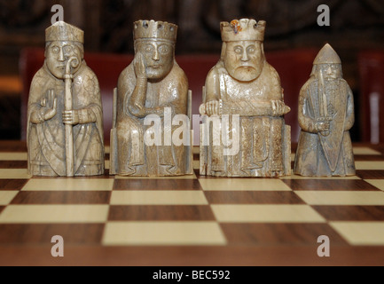 Certains des premiers hommes d'échecs de Lewis a tenu dans le musée national d'Écosse. Banque D'Images