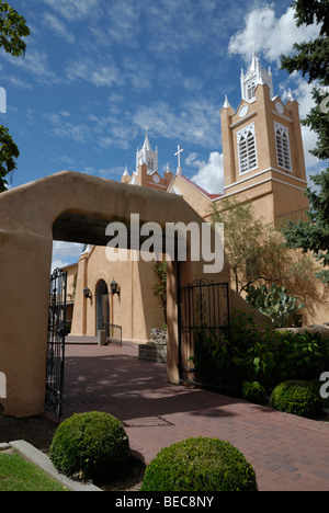 L'église San Felipe de Neri, Albuquerque, Nouveau Mexique, USA. Banque D'Images