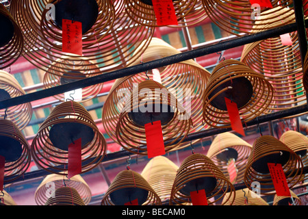 Vue de l'intérieur du Temple Man Mo, Hong Kong, Hong Kong, Chine, Asie Banque D'Images