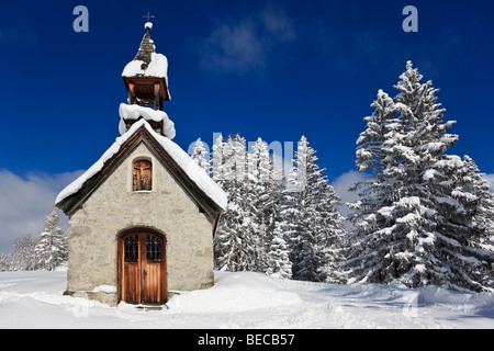 Chapelle de neige de Traunstein, Bavaria, Germany, Europe Banque D'Images