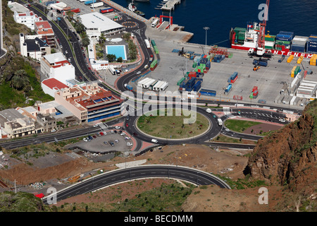 Rond-point de la route au port de Santa Cruz de la Palma, La Palma, Canary Islands, Spain Banque D'Images