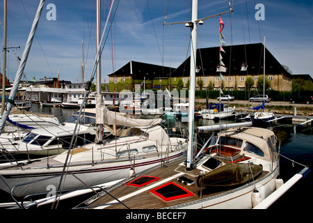 Yachts et bateaux dans le centre de Copenhague, Danemark Banque D'Images