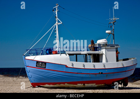 Couteau de pêche sur la plage, Jutland, Danemark Banque D'Images