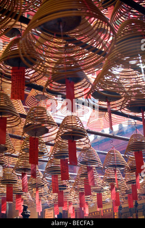 Intérieur du Temple Man Mo, Hong Kong, Hong Kong, Chine, Asie Banque D'Images