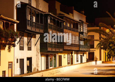 Balcon des maisons dans l'Avenida Marítima, Santa Cruz de la Palma, La Palma, Canary Islands, Spain Banque D'Images