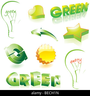 Vector icônes vert Banque D'Images