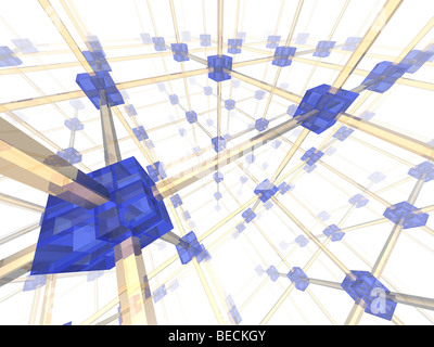 Réseau Les noeuds bleus. 3d illustration. Banque D'Images