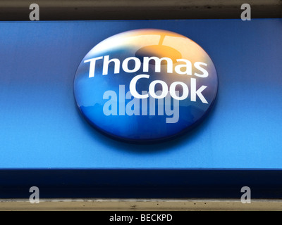 Thomas Cook shop sign Vue depuis l'avant. Close up Banque D'Images