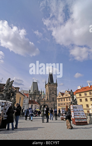 Le Pont Charles, le château de Prague, Habour sur quartier du château Hradcany, Prague, République Tchèque, Europe Banque D'Images