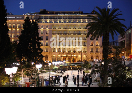Hotel Grande Bretagne, de la Place Syntagma, Athènes, Grèce Banque D'Images