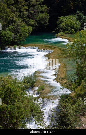 Les chutes de Krka, Parc National de Krka, Dalmatie, Croatie, Europe Banque D'Images