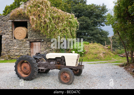 Le tracteur en basse cour Banque D'Images