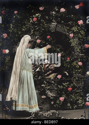 Beauté de sommeil, l'inscription d'un conte de fée, photographie historique, vers 1912 Banque D'Images