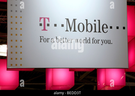 Stand de T-Mobile à l'ordinateur et il les systèmes juste à Munich, Bavaria, Germany, Europe Banque D'Images