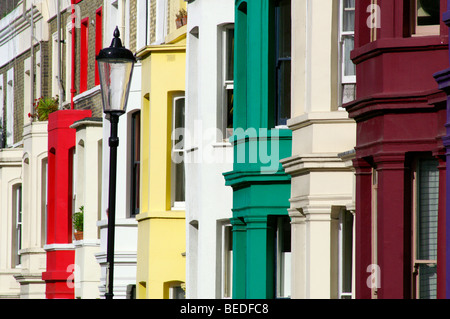 Maisons colorées à Notting Hill. Londres Banque D'Images