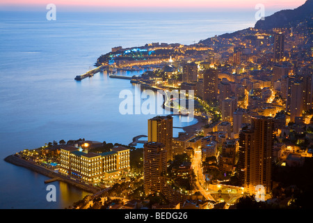 Ville ET PORT, VUE DE NUIT, MONACO Banque D'Images