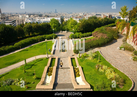 Parc de Belleville, PARIS Banque D'Images