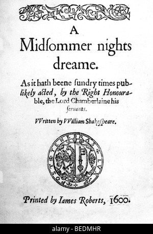 Le songe d'une nuit - page de titre de la deuxième édition du 1600 mais en fait, publié en 1619 Banque D'Images