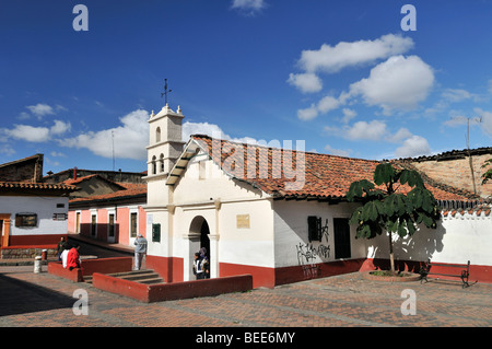 Ermita del Humilladero Chapelle, Plaza del Chorro de Quevedo, Quevedo Brook Plaza, La Candelaria district, Bogota, Colombie, Sout Banque D'Images