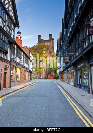 La Cathédrale historique et St Werburgh Street, Chester, Cheshire, Angleterre, RU Banque D'Images