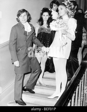 Roman Polanski et Sharon Tate le jour de leur mariage Banque D'Images