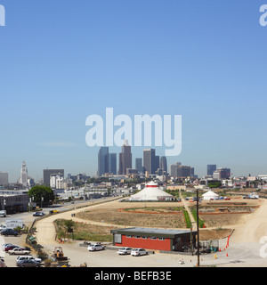 Point de vue panoramique sur le centre-ville de Los Angeles : Banque D'Images