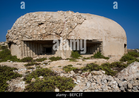 Bunker de la seconde guerre mondiale, l'île de Lampedusa, en Sicile, Italie Banque D'Images