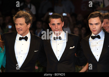 COLIN FIRTH MATTHEW GOODE NICHOLAS HOULT UN SEUL HOMME. PREMIERE. 66ème FESTIVAL DU FILM DE VENISE Venise ITALIE 11 Septembre 2009 Banque D'Images