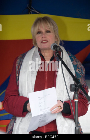 Joanna Lumley, né au Cachemire, parle à relais de la flamme tibétaine de la liberté pour le Tibet libre Banque D'Images