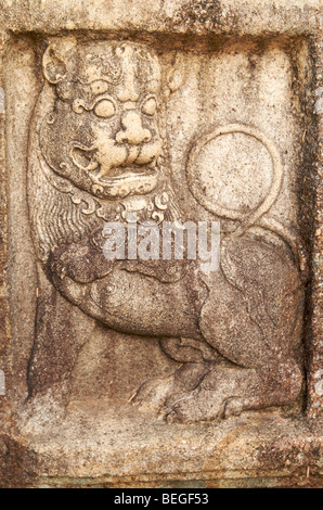 Sculpture Lion Polonnaruwa Sri Lanka Banque D'Images