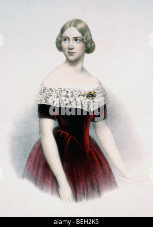 Jenny Lind (1820-1887), chanteuse d'opéra suédoise , portrait demi-longueur, orienté vers la gauche. Banque D'Images