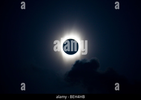 L'éclipse totale du 21 juillet 2009, l'Atoll de Aitutaki, Îles Cook Banque D'Images