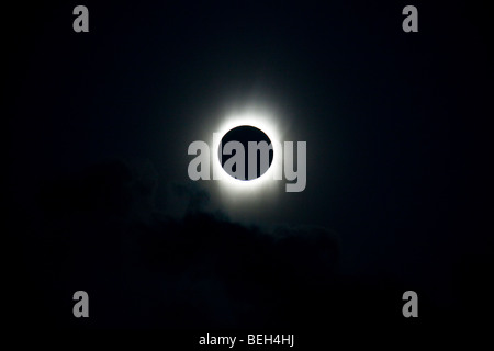 L'éclipse totale du 21 juillet 2009, l'Atoll de Aitutaki, Îles Cook Banque D'Images