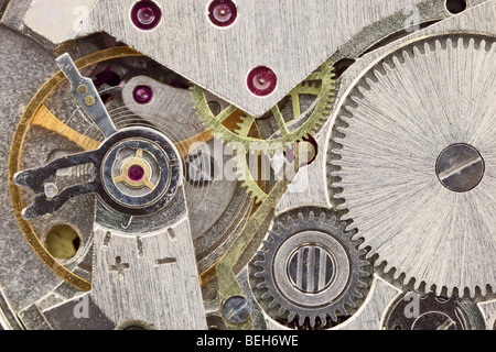 Ancienne petite horloge métal close up contexte Banque D'Images