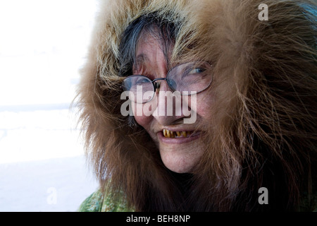 Portrait d'un Inuk. Gojahaven est une ville située à l'extrême nord du canada où vivent 1000 000 Inuits. Banque D'Images