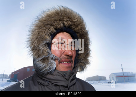 Portrait d'un Inuk. Gojahaven est une ville située à l'extrême nord du canada où vivent 1000 000 Inuits. Banque D'Images