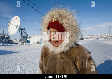 Portrait d'un Inuk. Gojahaven est une ville située à l'extrême nord du canada où vivent 1000 000 Inuits. Banque D'Images