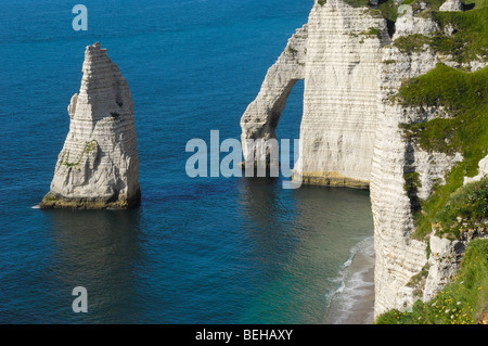 Falaise d'Aval. Sea Cliff. Etretat. La Côte d'Albâtre. Haute-Normandie. La Normandie. France Banque D'Images