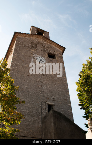 Tour de l'horloge de l'église, Molieres Cavallac village, France Banque D'Images