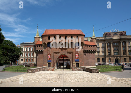 Europe de l'Est Pologne Krakow Malopolska Forteresse Barbikan Banque D'Images