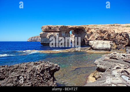 Fenêtre d'azur, Dwejra Point, Gozo Banque D'Images