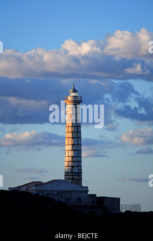 Phare, Punta Gavazzi, Ustica, Ustica, Sicile, Italie Banque D'Images