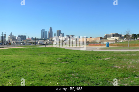 Point de vue panoramique sur le centre-ville de Los Angeles : Banque D'Images