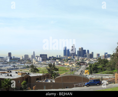 Point de vue panoramique sur le centre-ville de Los Angeles : Banque D'Images