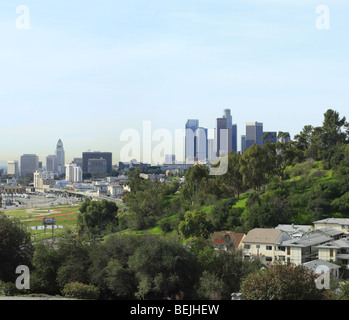 Point de vue panoramique sur le centre-ville de Los Angeles : Banque D'Images