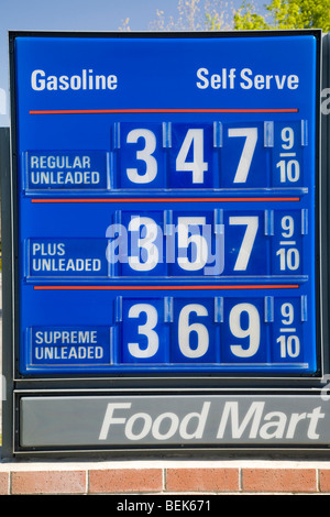 Un gros plan du chevron gas Liste des prix en 2007. Mountain View, Californie, USA Banque D'Images