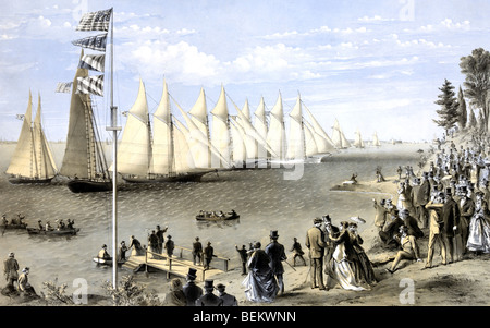 Le New York Yacht Club Regatta - Le début du jeu dans le bateau Narrows Banque D'Images