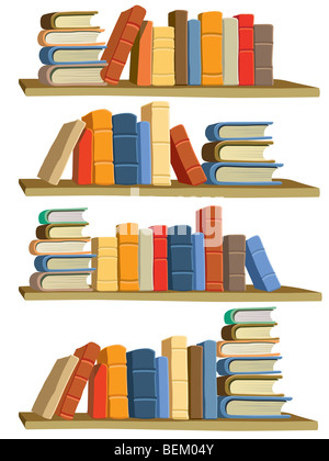 Collection de livres colorés sur fond blanc Banque D'Images