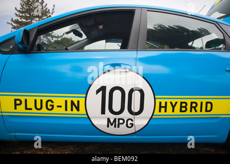 Toyota Prius Plug-in Hybrid voiture de démonstration par PG&E, Palo Alto, Californie, États-Unis Banque D'Images